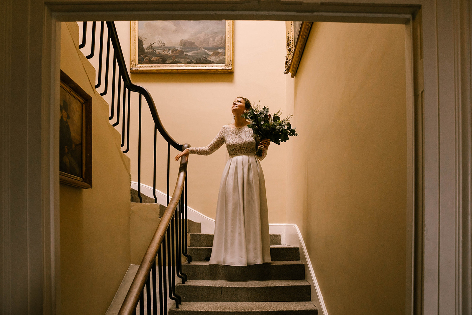 bride on stairs lisnavagh