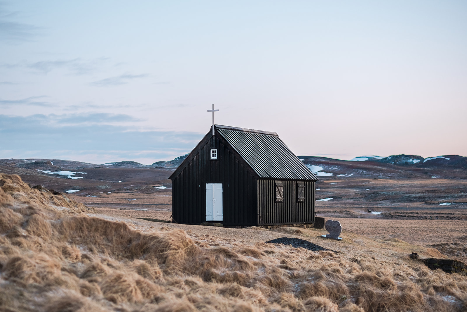Krýsuvík Black Church in Iceland during the winter