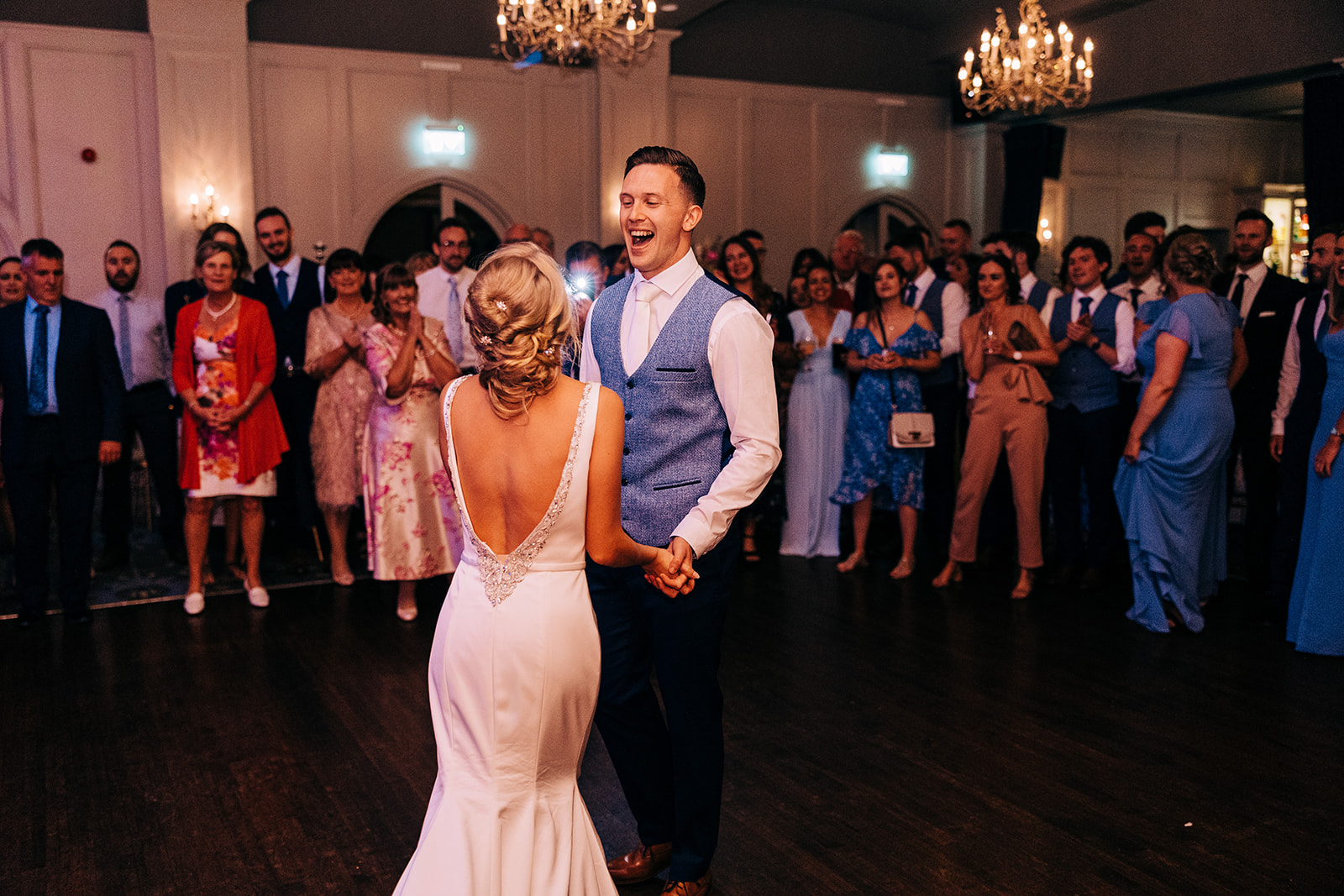 A bride and groom enjoying their first dance at kilkea Castle in kildare